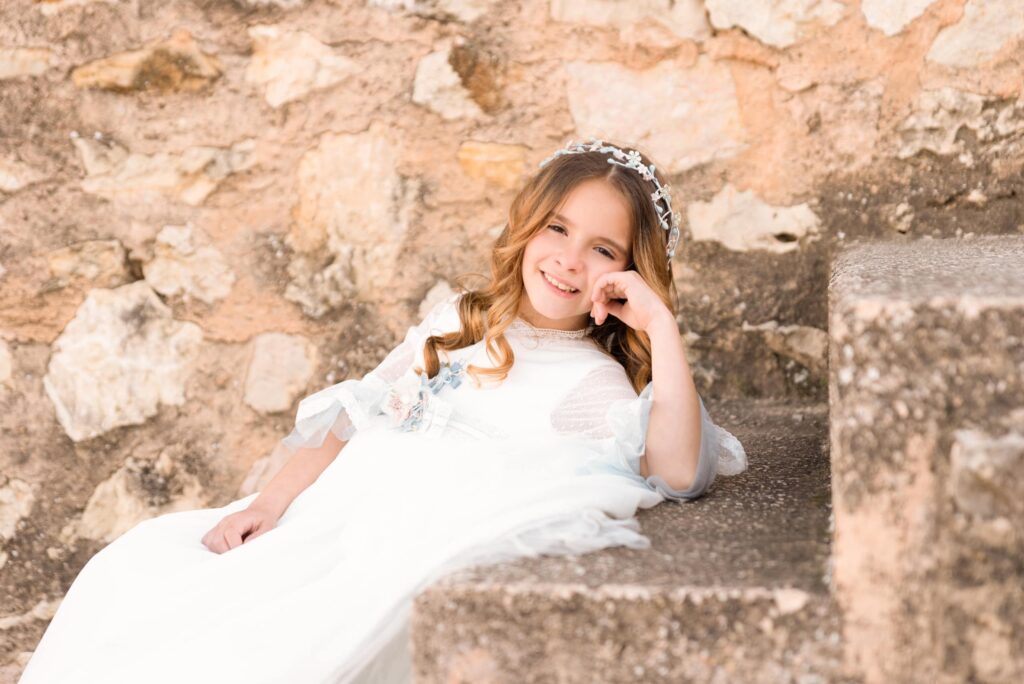 Fotos de comunión niña estudio y Castillo de Xàtiva
